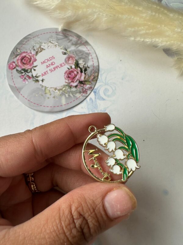 Metal Charm White Lily