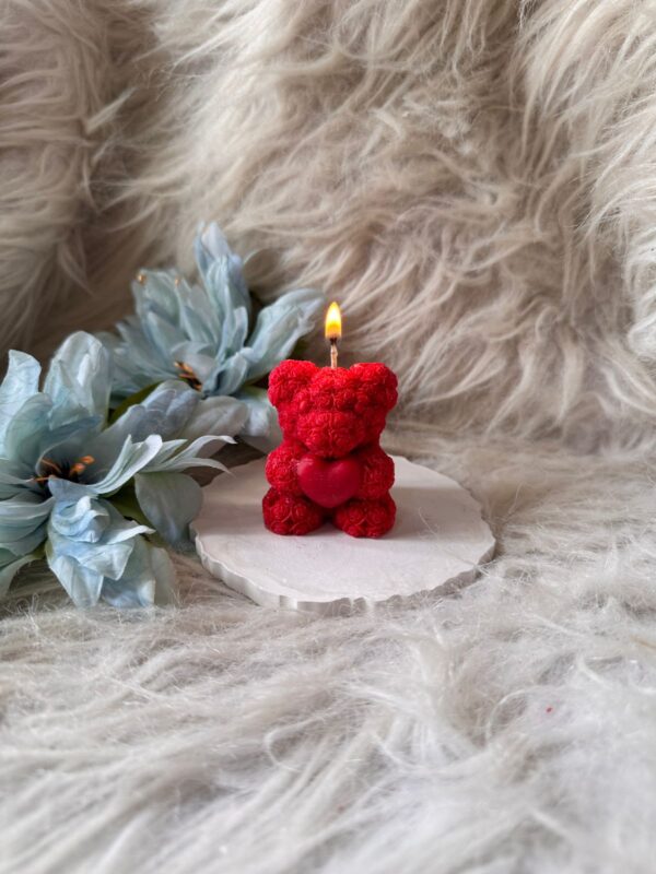 Rose Teddy Candle small